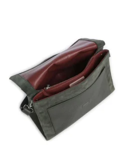 Dorian Schultertasche aufgerautes Rindsleder dunkelgrün