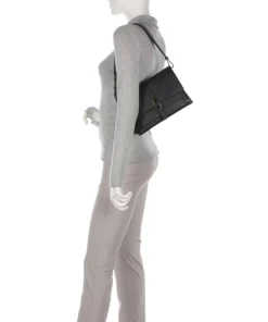 Dorian Schultertasche genarbtes Leder schwarz