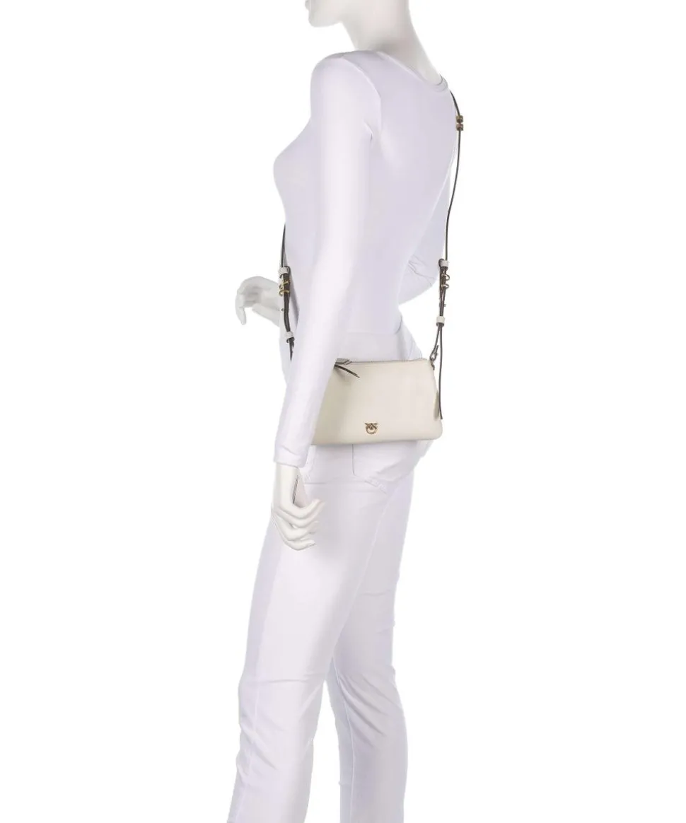 Double Mini Schultertasche fein genarbtes Kalbsleder weiß