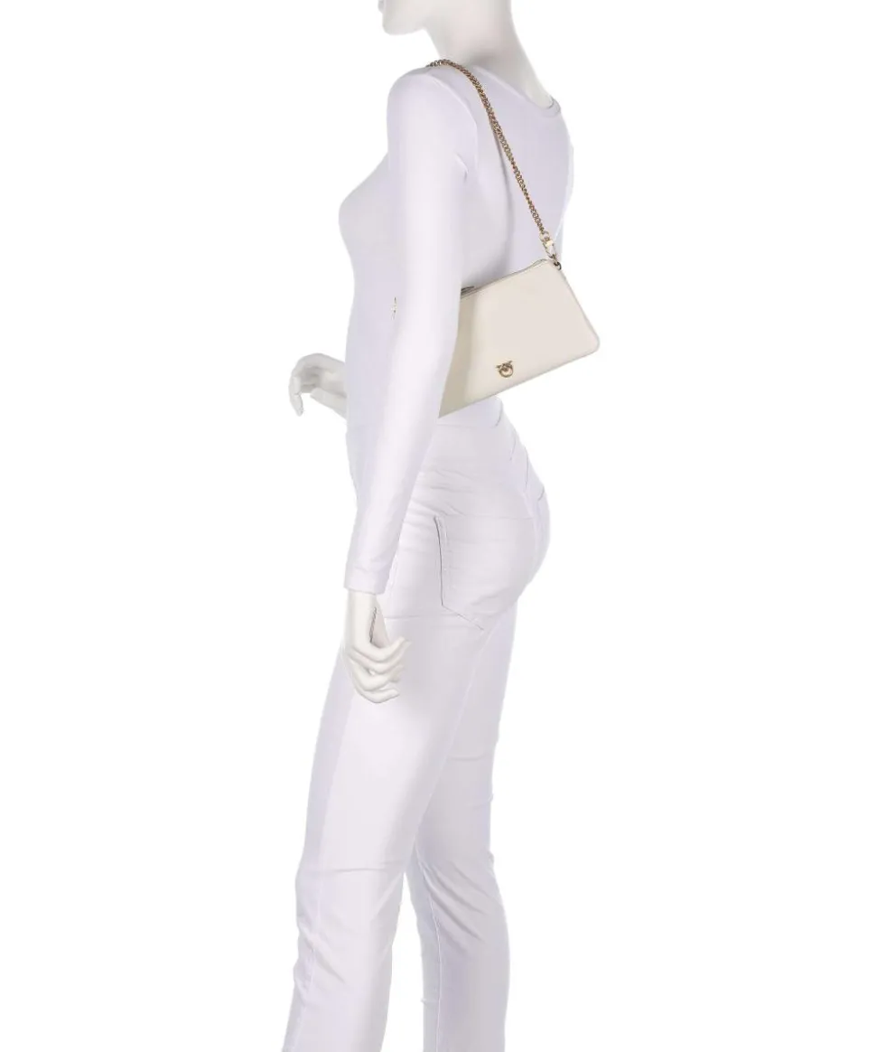 Double Mini Schultertasche fein genarbtes Kalbsleder weiß