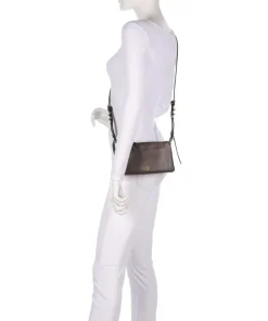 Double Mini Schultertasche fein genarbtes Kalbsleder dunkelbraun