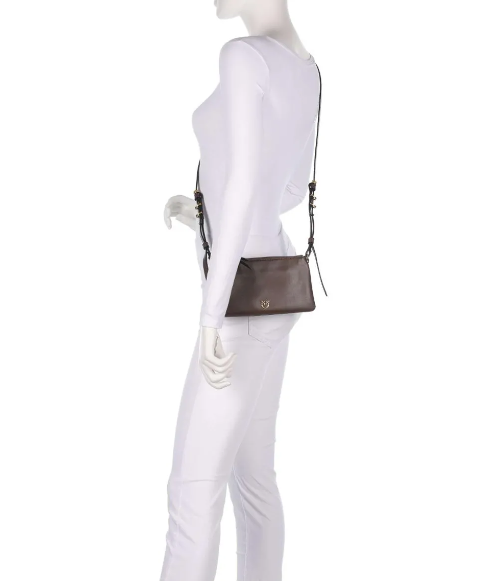 Double Mini Schultertasche fein genarbtes Kalbsleder dunkelbraun