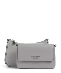 Double Up Umhängetasche genarbtes Rindsleder grau