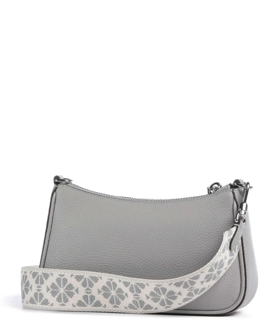 Double Up Umhängetasche genarbtes Rindsleder grau