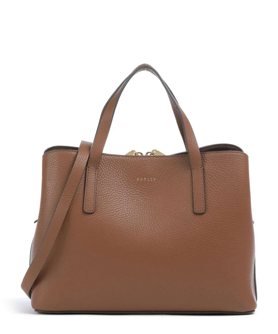 Dukes Place Handtasche genarbtes Leder braun