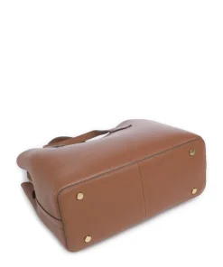 Dukes Place Handtasche genarbtes Leder braun