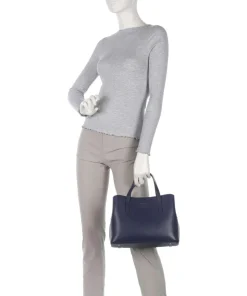 Dukes Place Handtasche genarbtes Leder dunkelblau