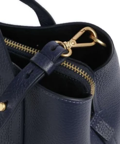 Dukes Place Handtasche genarbtes Leder dunkelblau
