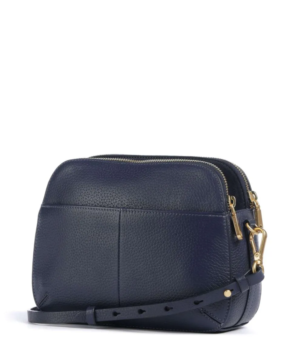 Dukes Place Umhängetasche genarbtes Rindsleder dunkelblau