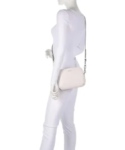 Dukes Place Umhängetasche geprägtes Rindsleder, fein genarbtes Rindsleder elfenbein