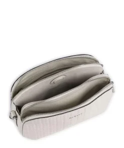 Dukes Place Umhängetasche geprägtes Rindsleder, fein genarbtes Rindsleder elfenbein