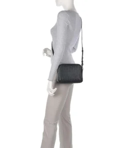 Dukes Place Umhängetasche geprägtes Rindsleder, fein genarbtes Rindsleder schwarz