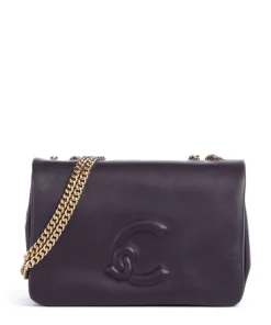 Dulse Schultertasche fein genarbtes Rindsleder pflaume