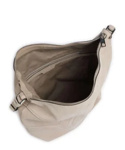 Edda Promo Suede M Beuteltasche aufgerautes Leder, fein genarbtes Leder beige