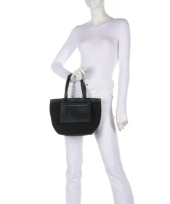 Elena Shopper Canvas, Lederimitat schwarz