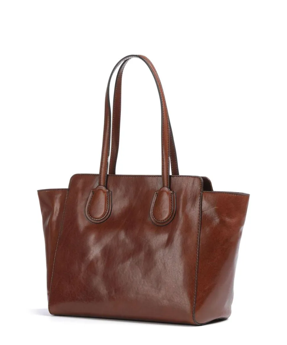 Elettra Schultertasche fein genarbtes Rindsleder braun