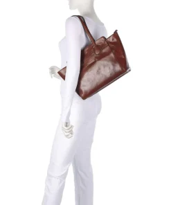 Elettra Schultertasche fein genarbtes Rindsleder braun