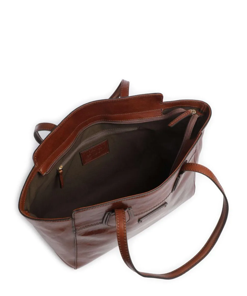 Elettra Schultertasche fein genarbtes Rindsleder braun