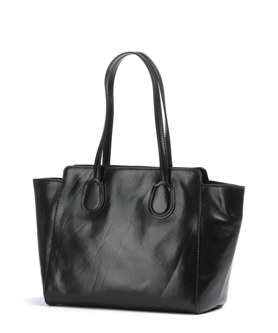 Elettra Schultertasche fein genarbtes Rindsleder schwarz