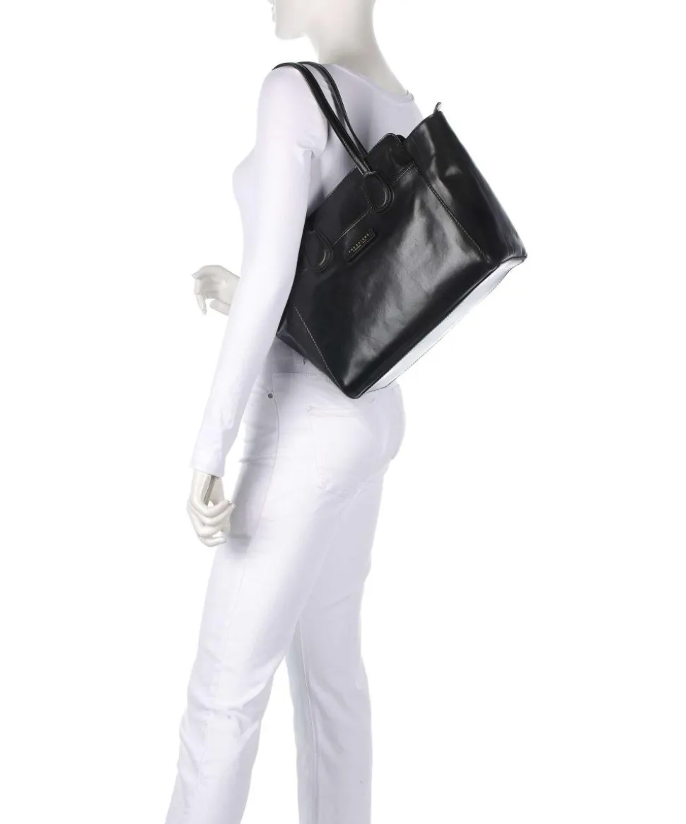 Elettra Schultertasche fein genarbtes Rindsleder schwarz