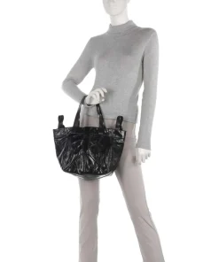 Elvira Paper Touch Crinkle S Handtasche fein genarbtes Leder schwarz