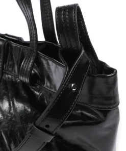 Elvira Paper Touch Crinkle S Handtasche fein genarbtes Leder schwarz