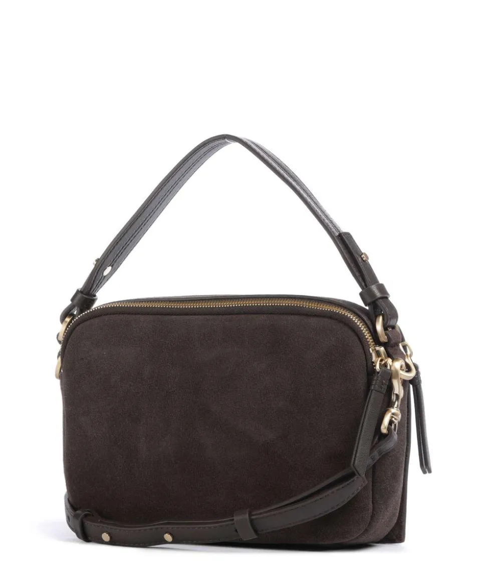 Emily Cozy Umhängetasche aufgerautes Leder dunkelbraun