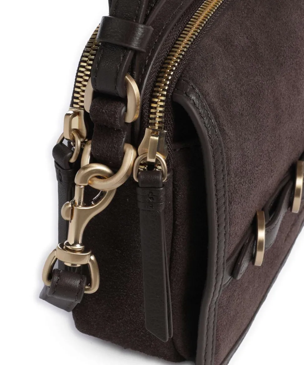 Emily Cozy Umhängetasche aufgerautes Leder dunkelbraun