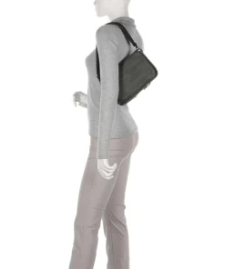 Enna Schultertasche genarbtes Leder graugrün
