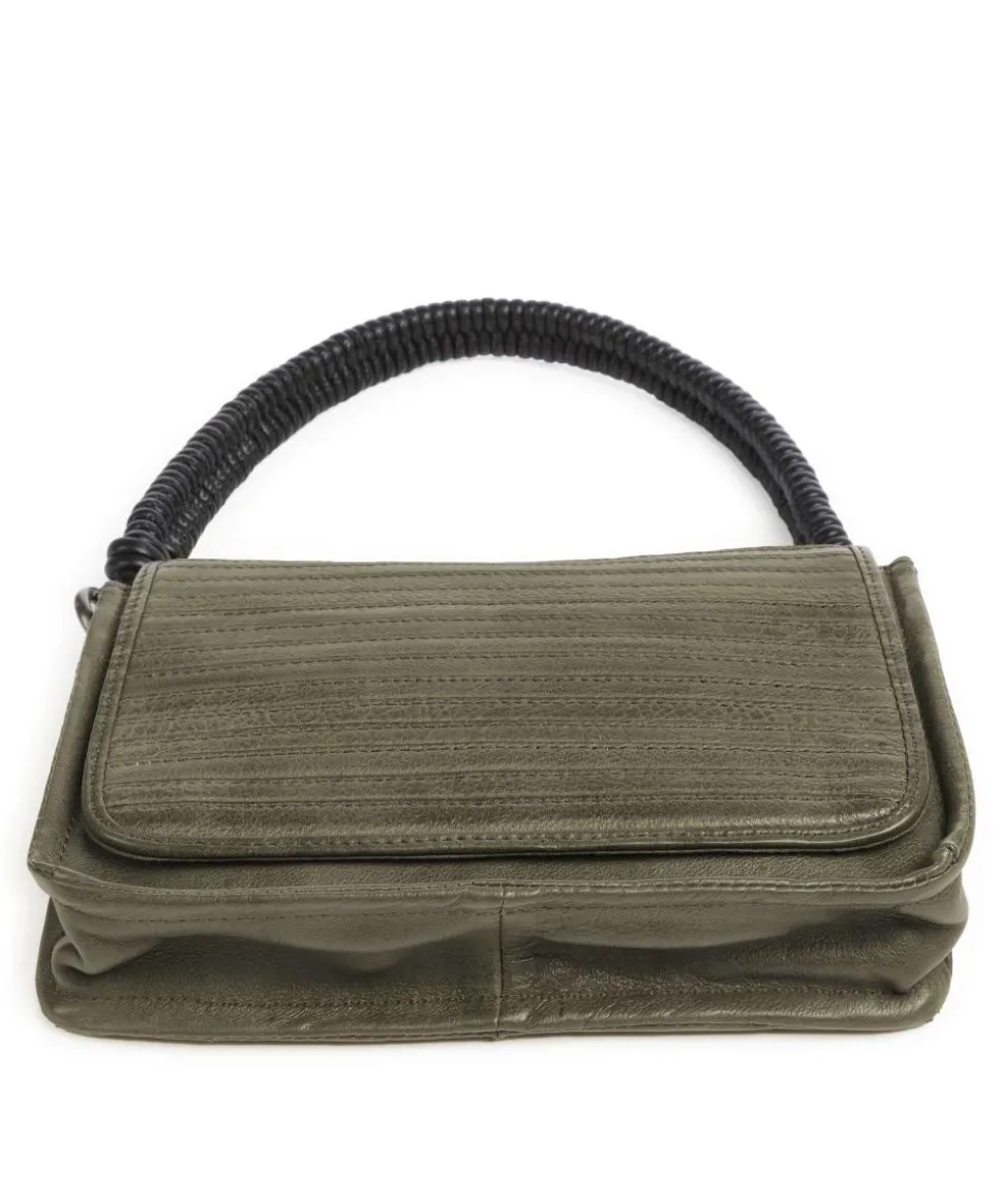 Enna Schultertasche genarbtes Leder graugrün