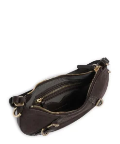 Enya Cozy Mini Schultertasche aufgerautes Leder dunkelbraun