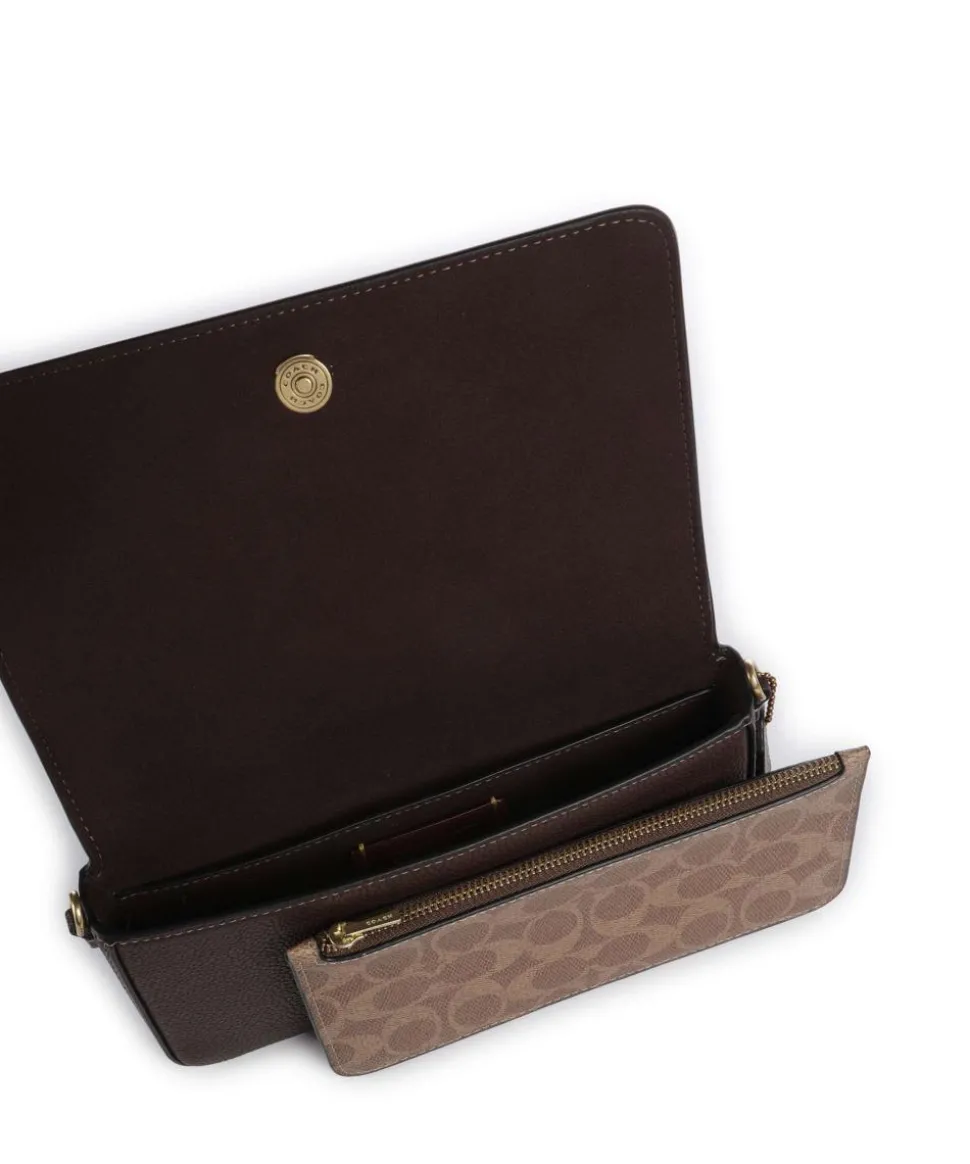 Essential Umhängetasche genarbtes Leder dunkelbraun