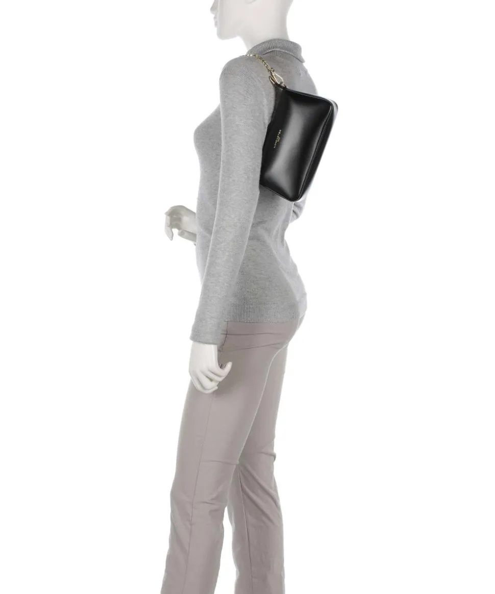 Even Schultertasche glattes Rindsleder schwarz