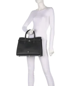 Farah L Handtasche genarbtes Rindsleder schwarz