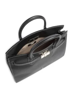 Farah L Handtasche genarbtes Rindsleder schwarz