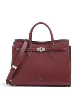 Farah L Handtasche genarbtes Rindsleder dunkelrot