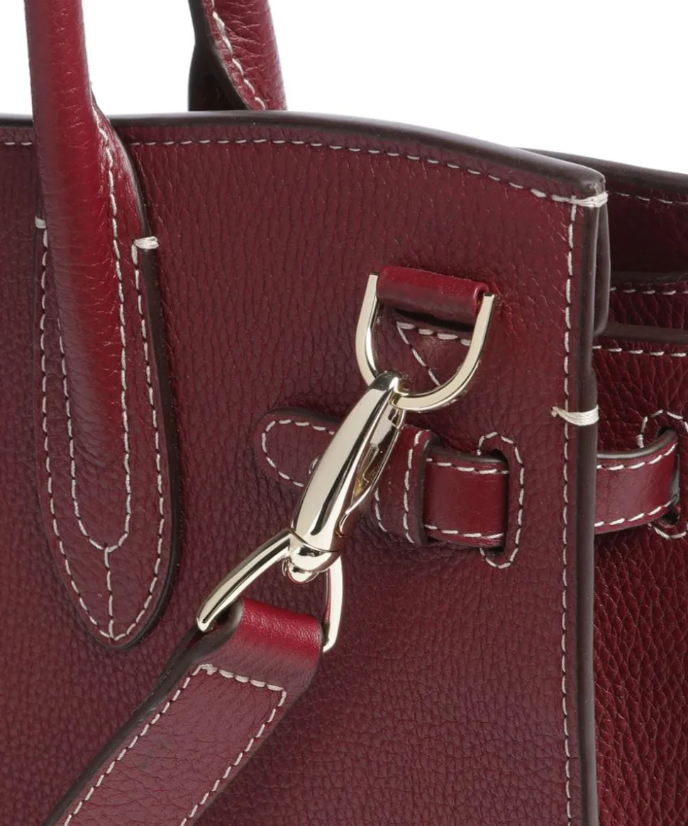 Farah L Handtasche genarbtes Rindsleder dunkelrot
