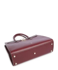 Farah L Handtasche genarbtes Rindsleder dunkelrot