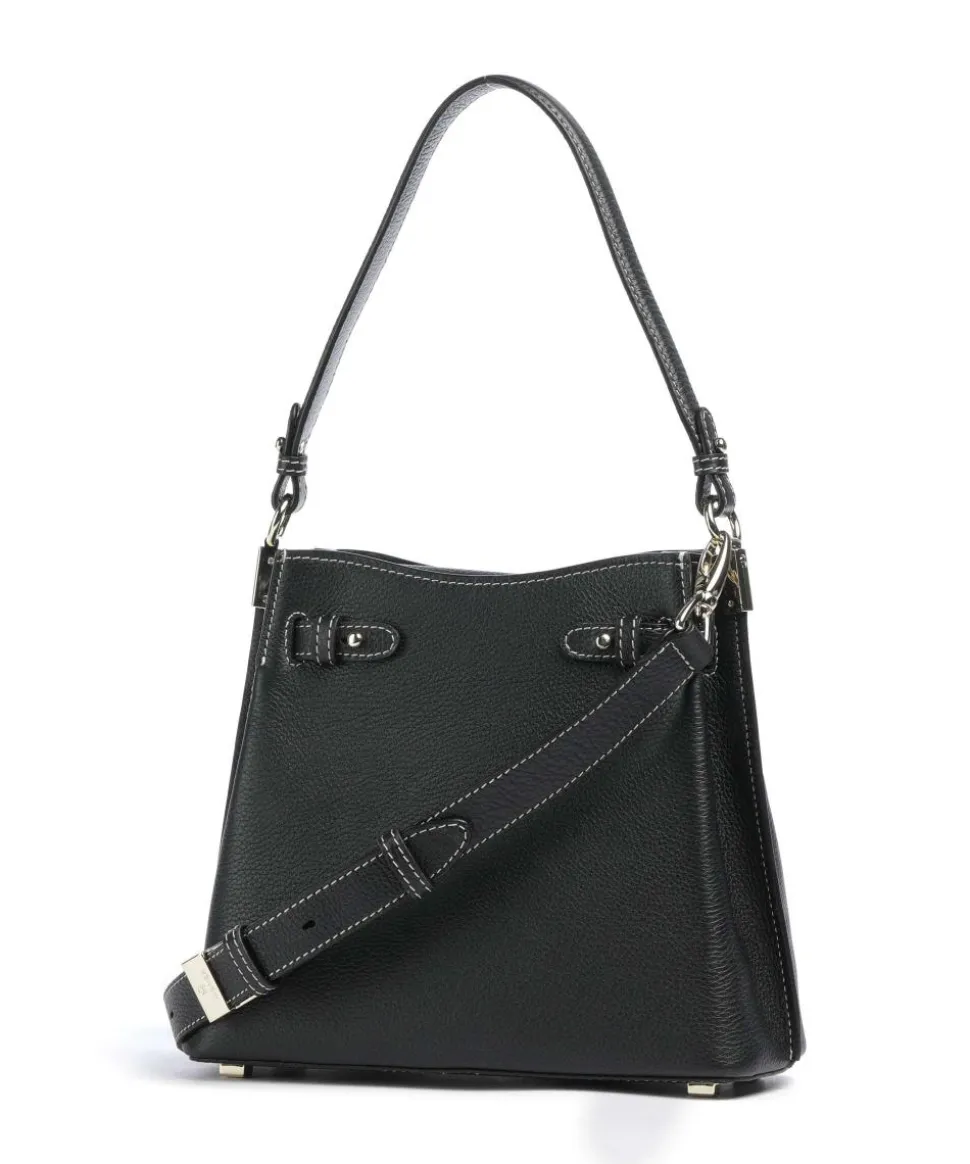 Farah M Beuteltasche genarbtes Rindsleder schwarz