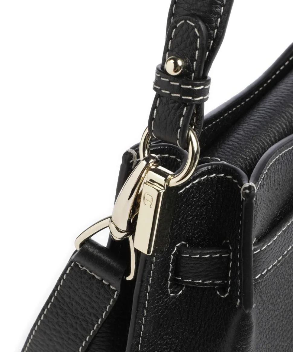 Farah M Beuteltasche genarbtes Rindsleder schwarz