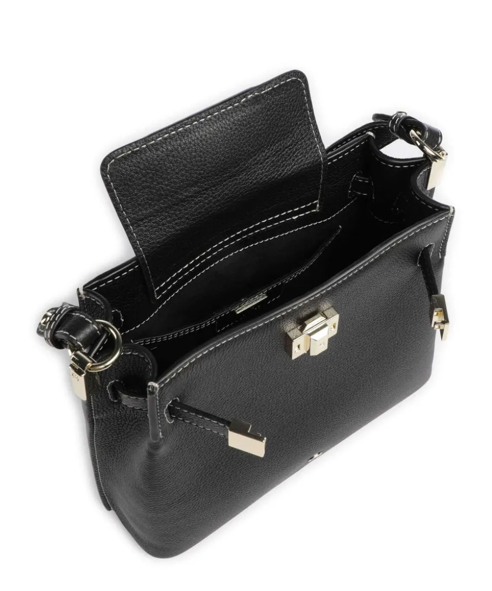 Farah M Beuteltasche genarbtes Rindsleder schwarz