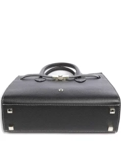 Farah M Handtasche genarbtes Rindsleder schwarz