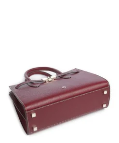 Farah M Handtasche genarbtes Rindsleder dunkelrot