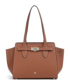 Farah M Schultertasche genarbtes Rindsleder braun