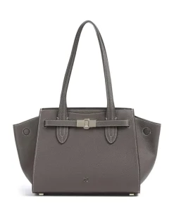 Farah M Schultertasche genarbtes Rindsleder taupe