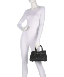 Farah S Handtasche genarbtes Rindsleder schwarz