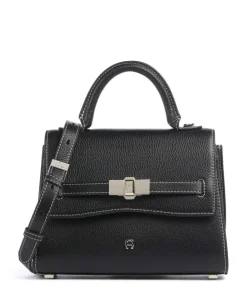 Farah S Handtasche genarbtes Rindsleder schwarz