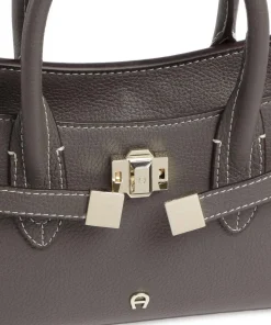 Farah S Handtasche genarbtes Rindsleder taupe