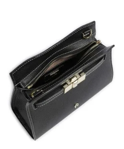 Farah S Umhängetasche genarbtes Rindsleder schwarz