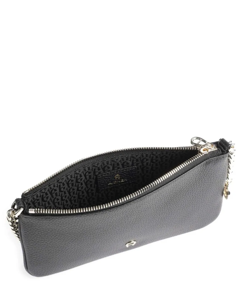 Fashion Schultertasche genarbtes Rindsleder schwarz